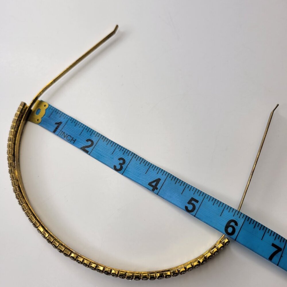 Gold Metal Simple Rhinestone Head Band - Picture 9 of 10